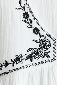Cotton Muslin Blouse with Embroidery