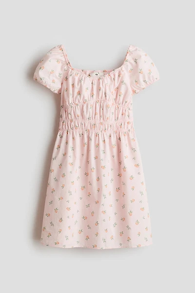 Puff-Sleeved Cotton Dress