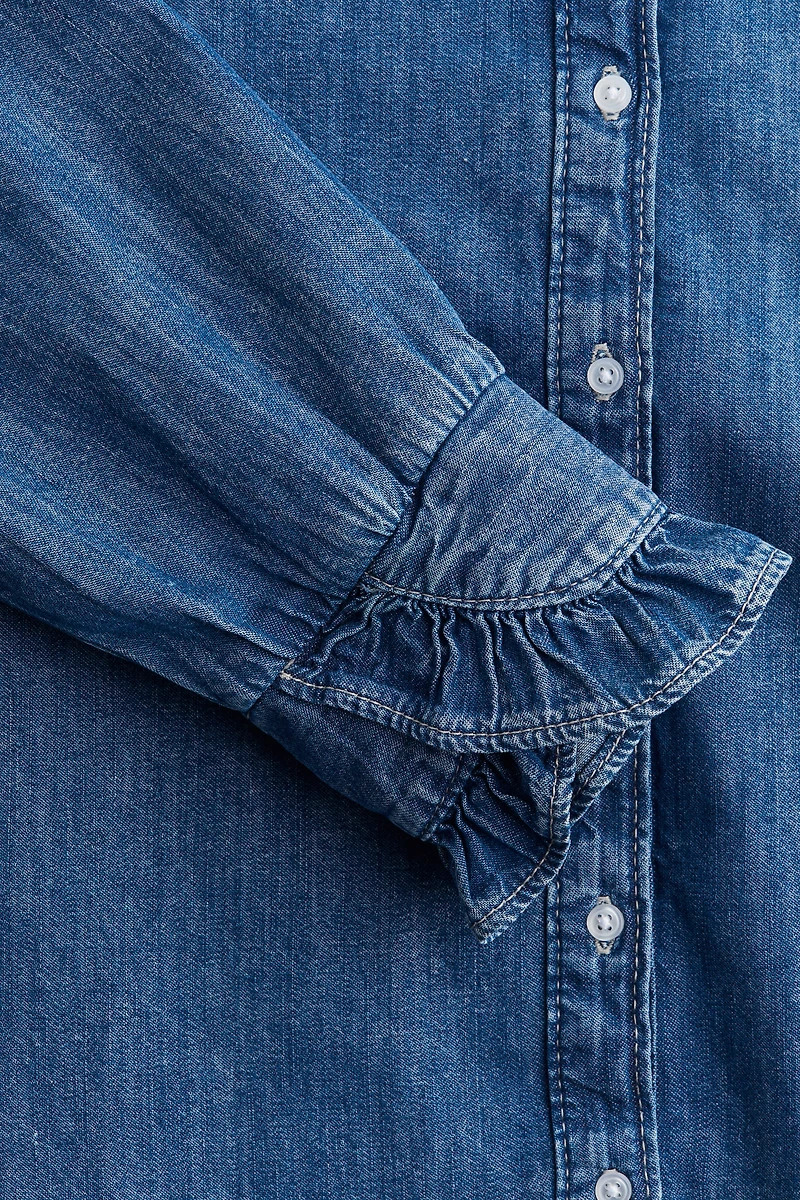 Blouse volantée en denim