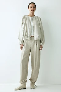 Crinkled Barrel-Leg Pants