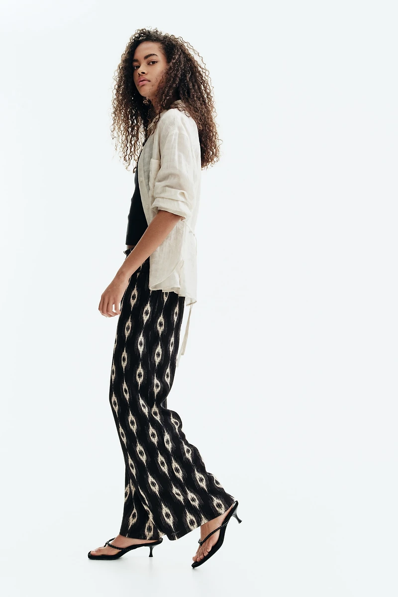 Wide-Leg Gathered-Waist Pants