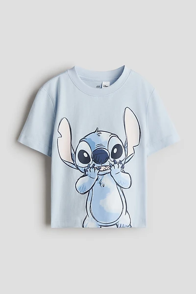 Cotton T-Shirt with Printed Motif