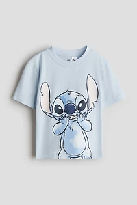 Cotton T-Shirt with Printed Motif