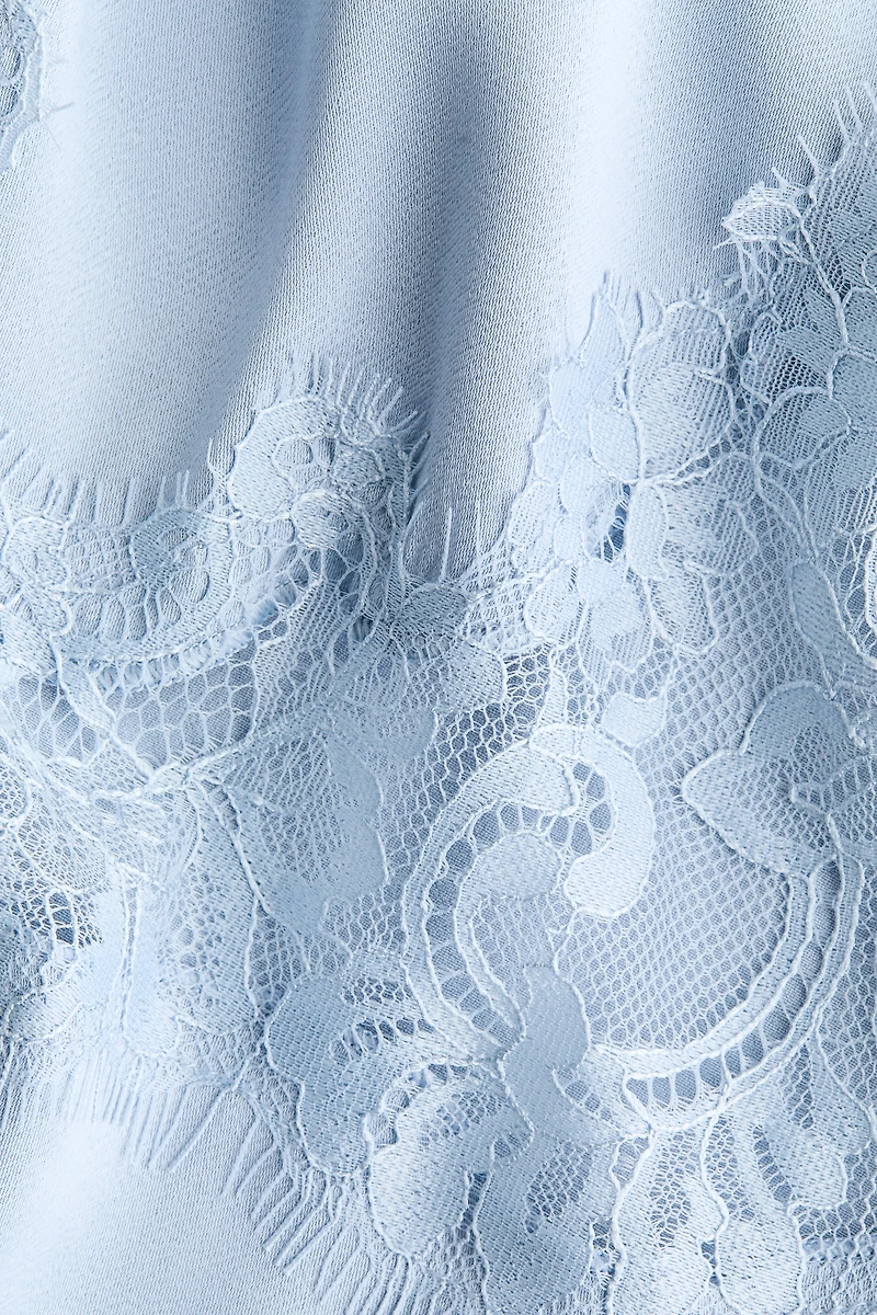 Lace-Trimmed Satin Dress