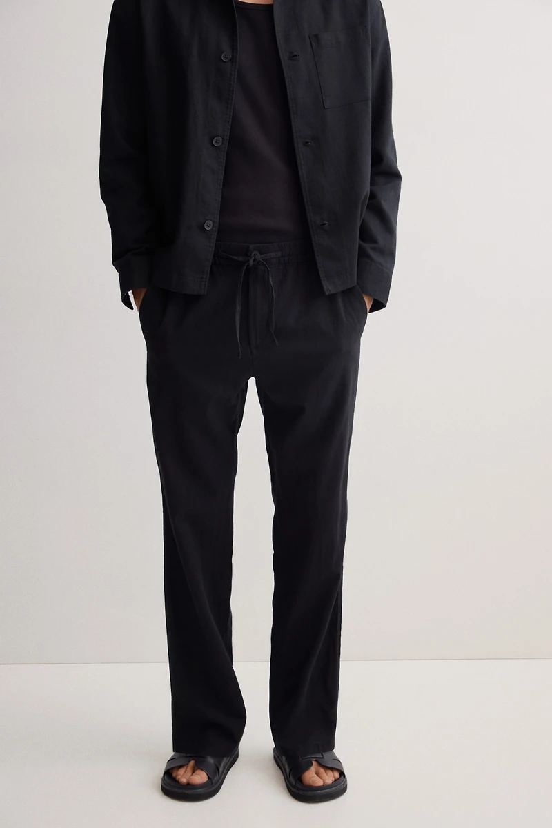 Regular-Fit Linen-Blend Pants