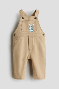 Motif-Detail Twill Overalls