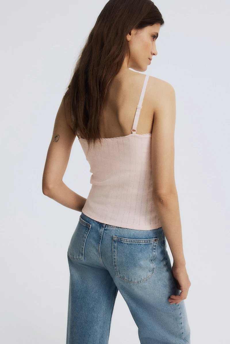 MAMA Pointelle Nursing Strappy Top