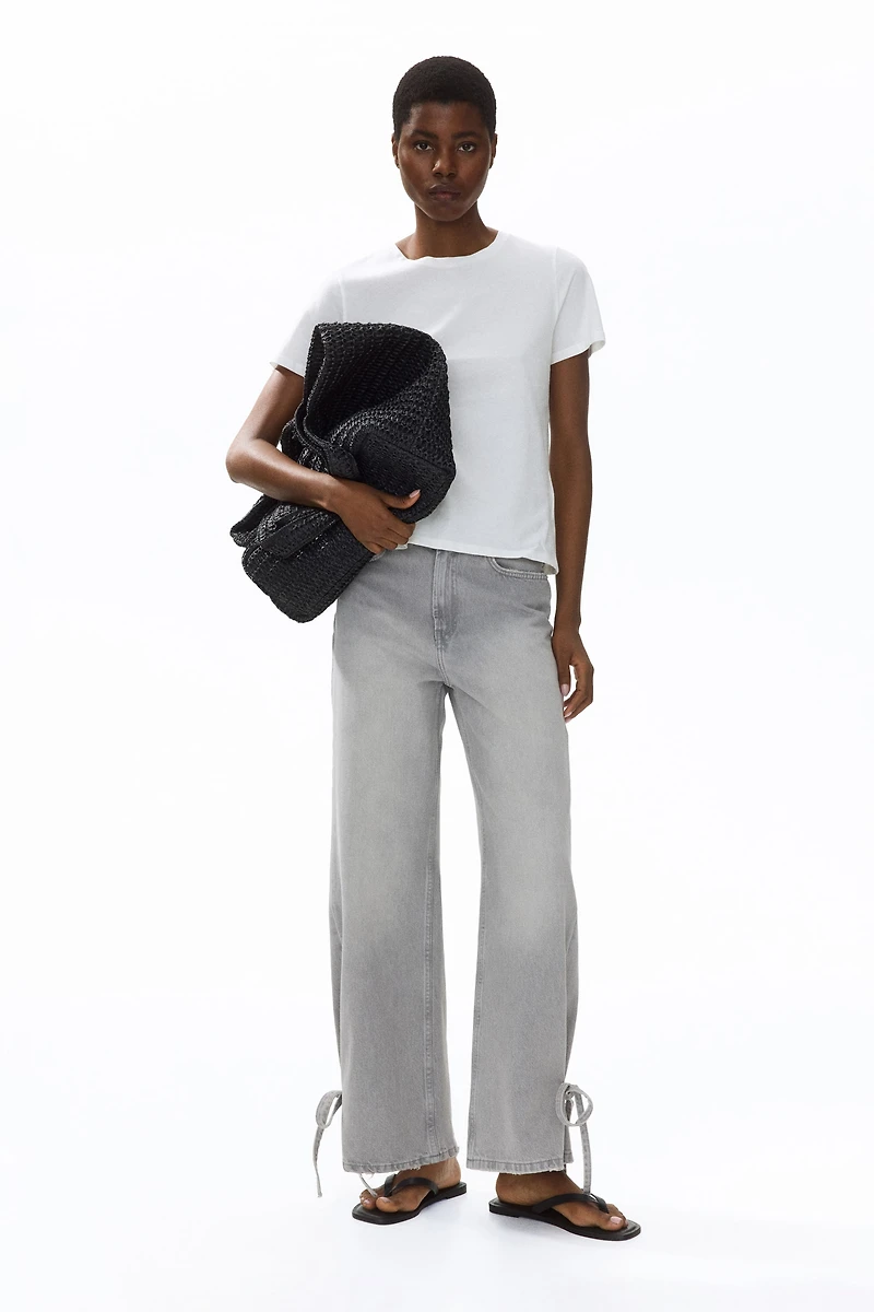 High-Waist Barrel-Leg Ankle Jeans