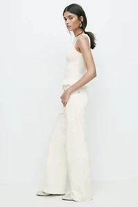 Haut nid d'abeille à encolure bateau