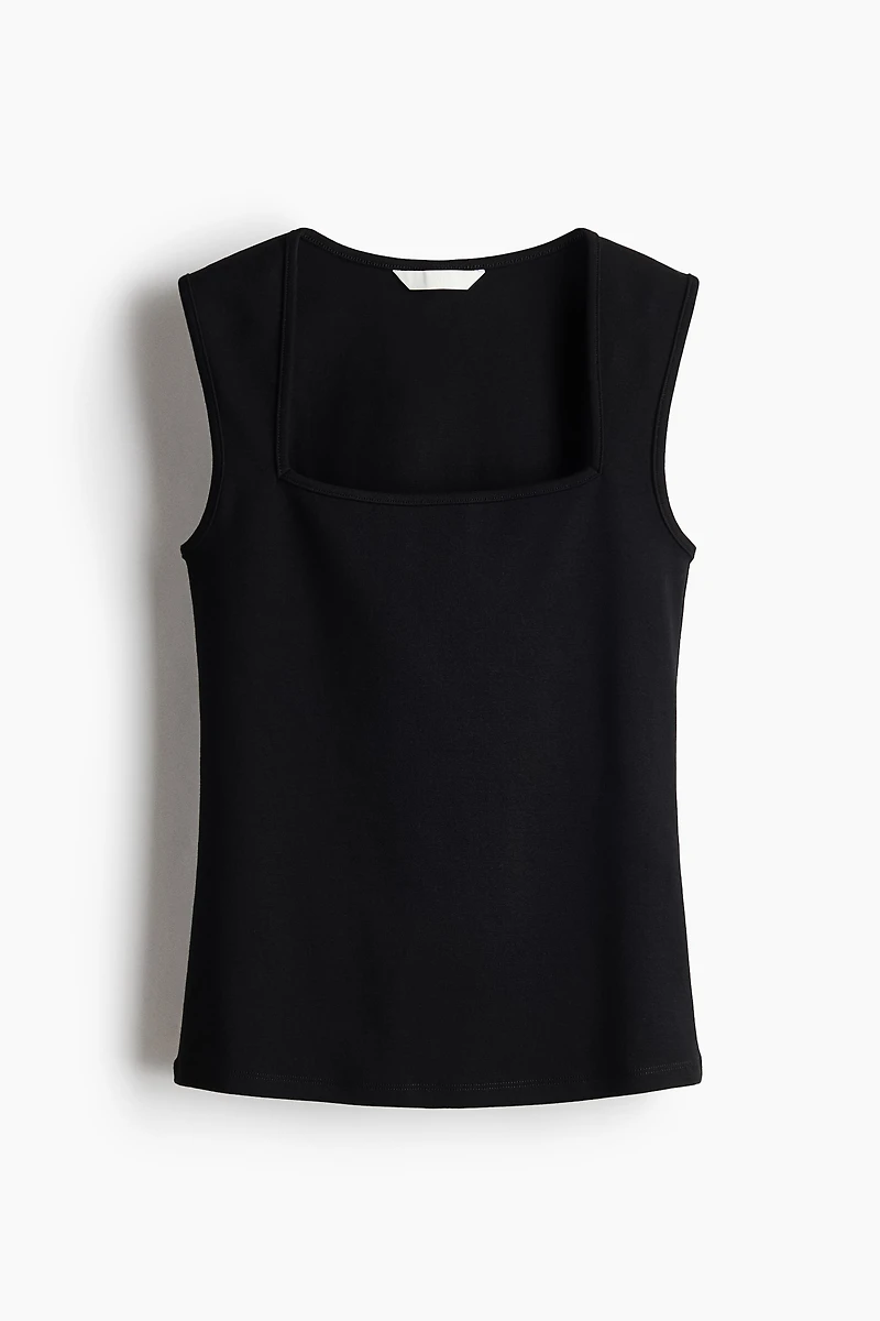 Ribbed Square-Neck Tank Top