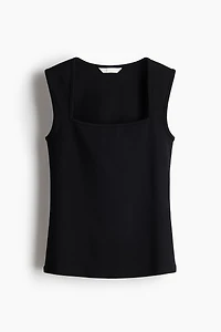Ribbed Square-Neck Tank Top
