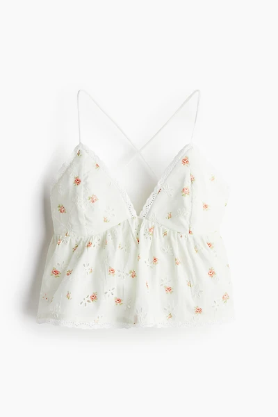 Strappy Top with Eyelet Embroidery