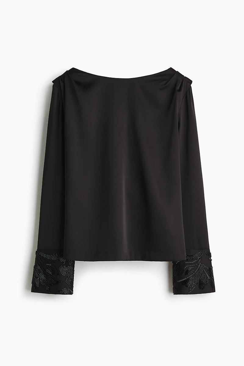 Blouse à dos bénitier avec perles de fantaisie
