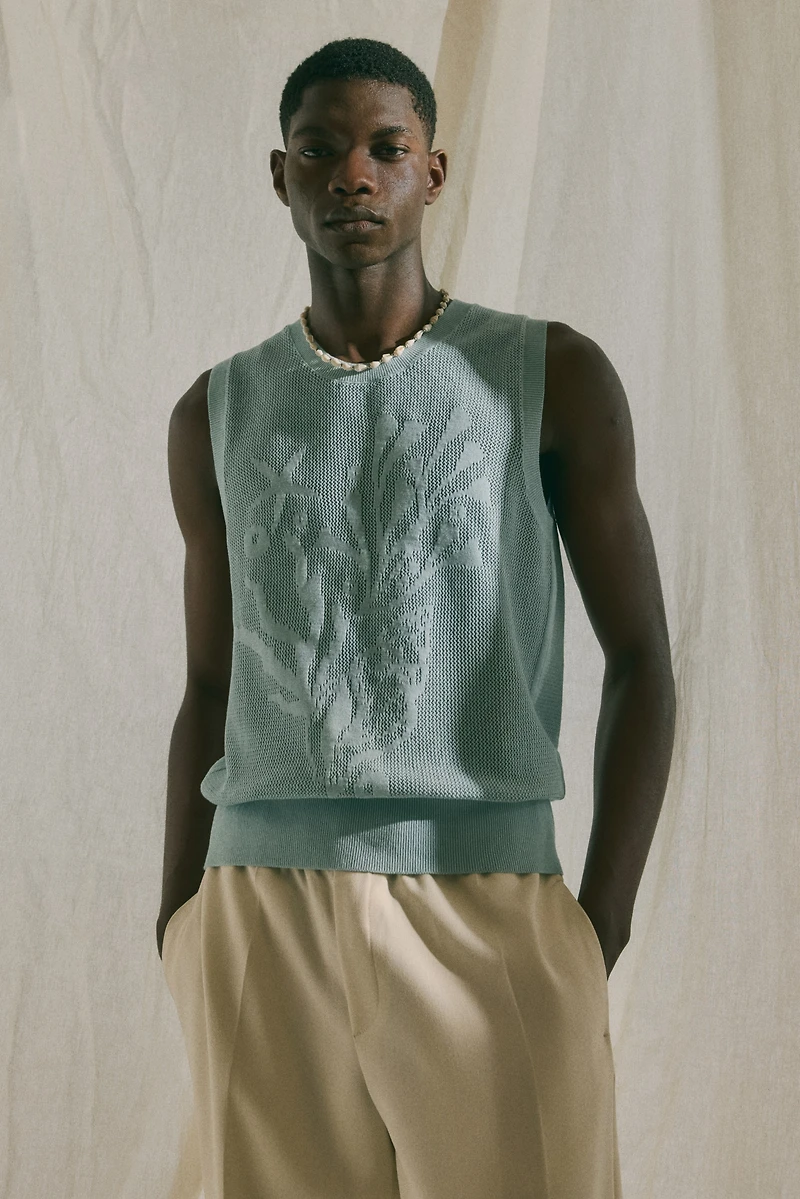 Slim-Fit Jacquard-Knit Sweater Vest
