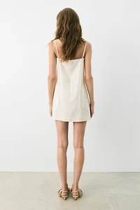 Linen-Blend Strappy Dress