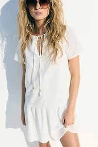 Flared-Hem Cotton Dress
