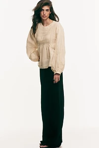 Lace-Inset Cotton Blouse