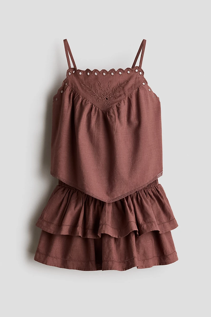Ensemble brodé 2 pièces en coton