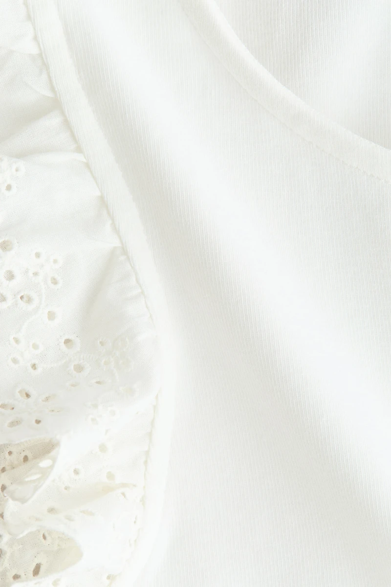 Flutter-Sleeve Top with Eyelet Embroidery