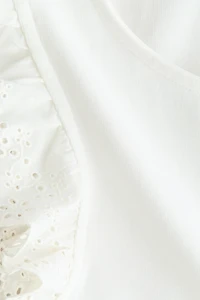 Flutter-Sleeve Top with Eyelet Embroidery