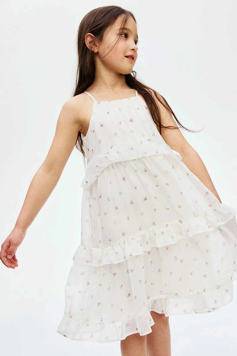 Ruffle-Trimmed Strappy Dress