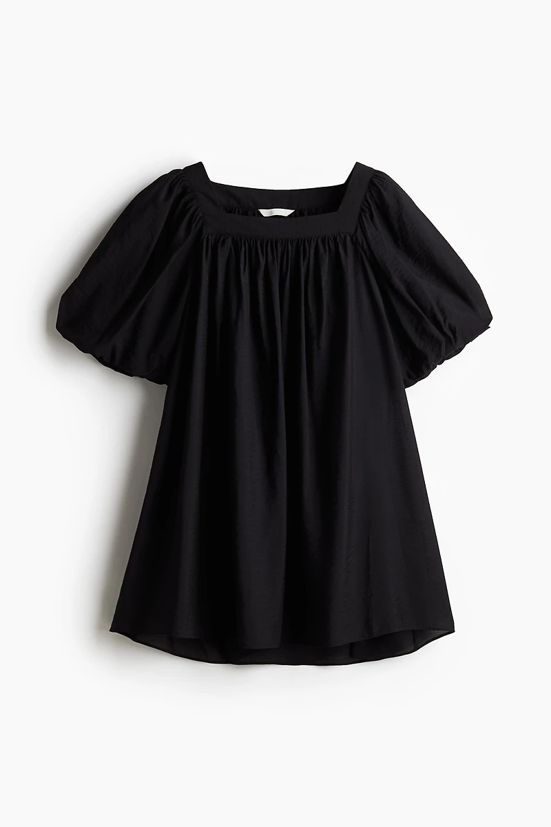 Balloon-Sleeved Tunic Dress