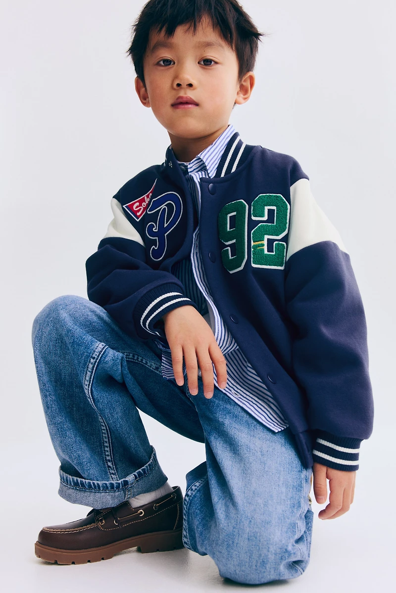 Motif-Detail Baseball Jacket