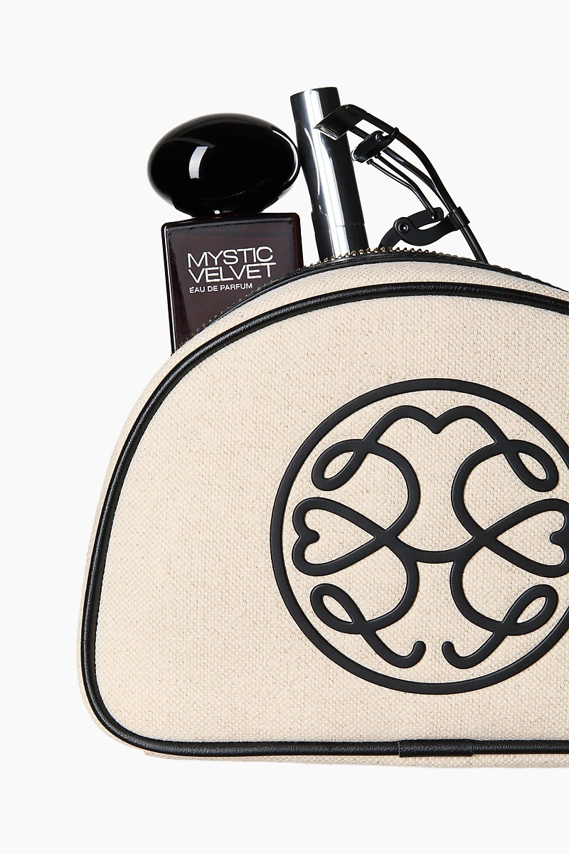 Linen-Blend Makeup Bag