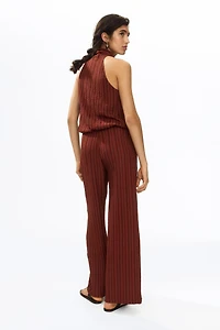 Wide-Leg Crinkled Pants