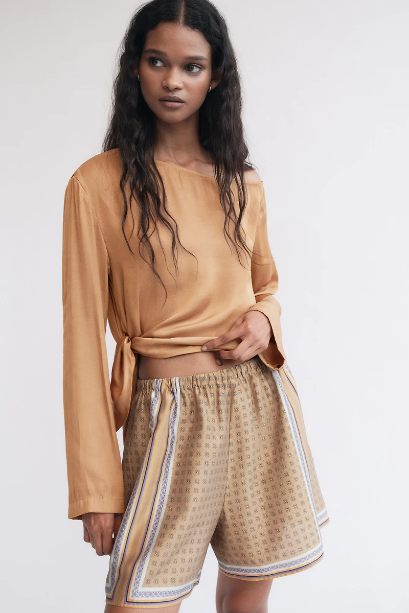 One-Shoulder Tie-Detail Top