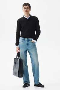 Slim-Fit Rib-Knit Polo Shirt