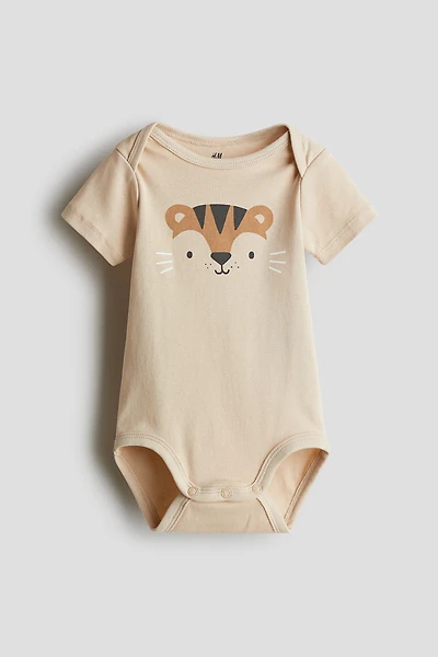 Printed Bodysuit with Lap Shoulders