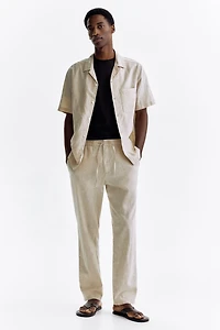 Regular-Fit Short-Sleeved Linen-Blend Shirt