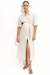 MAMA Linen-Blend Shirt Dress