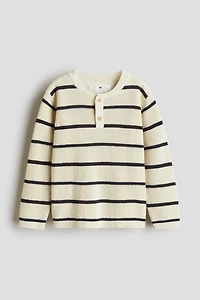 Waffle-knit Henley Sweater