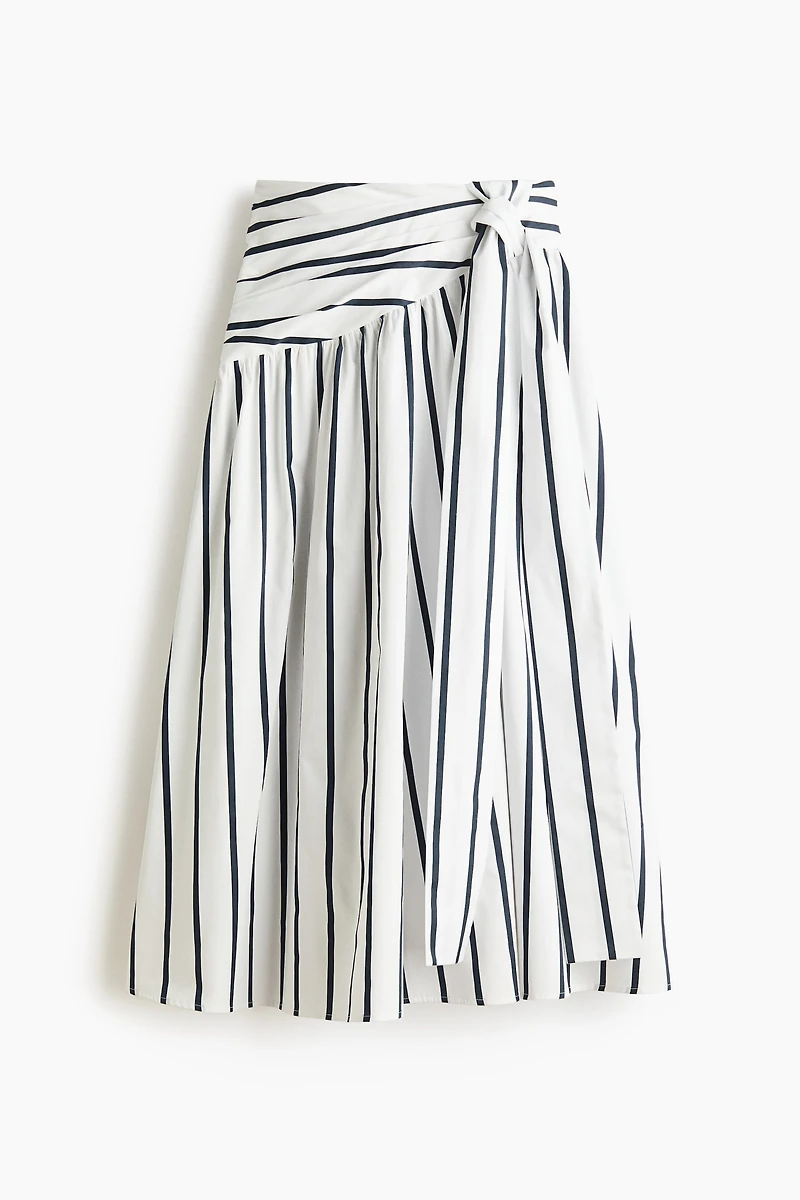 Tie-Detail Poplin Skirt