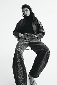 Velvet Barrel-Leg Pants
