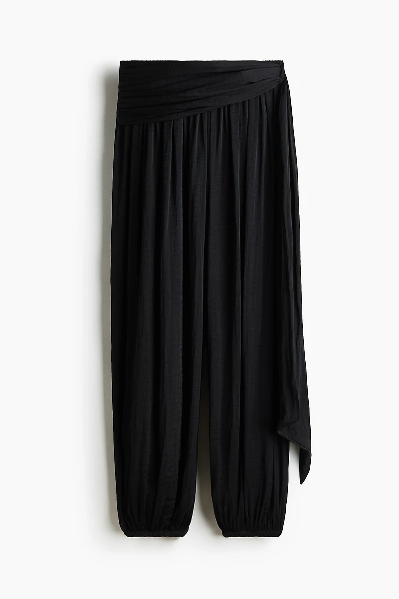 Draped-Panel Balloon-Leg Pants