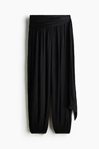 Draped-Panel Balloon-Leg Pants