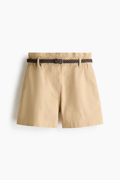 Belted Twill Shorts