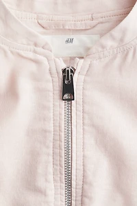 Linen-Blend Bomber Jacket