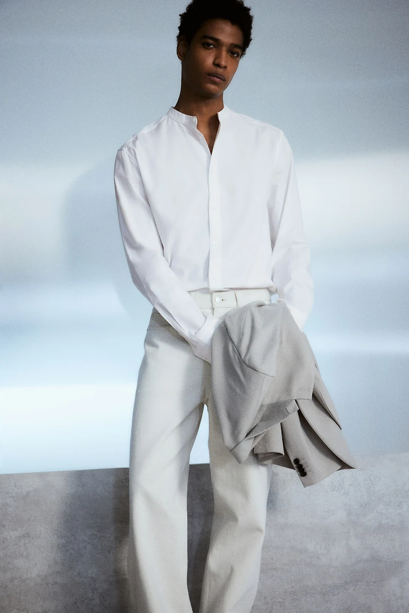 Chemise sans col coupe classique