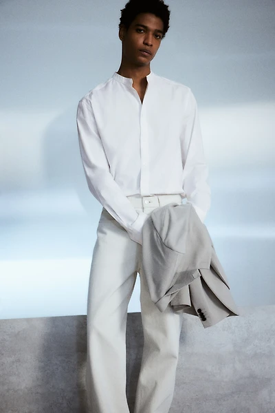 Chemise sans col coupe classique