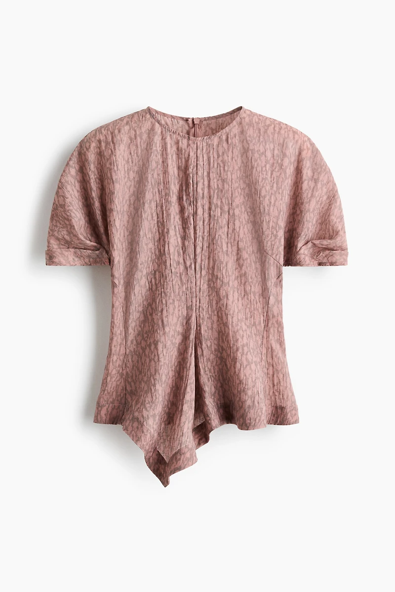 Lyocell-Blend Handkerchief Blouse