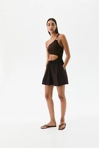 Linen-Blend Drawstring Shorts