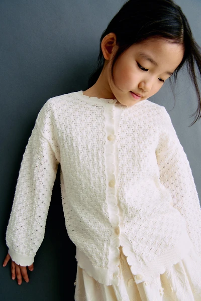Pointelle-Knit Cotton Cardigan