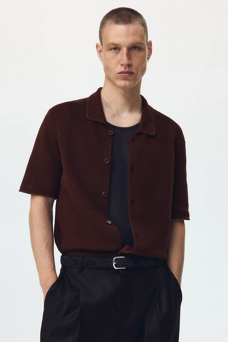 Chemise classique en tricot ajouré