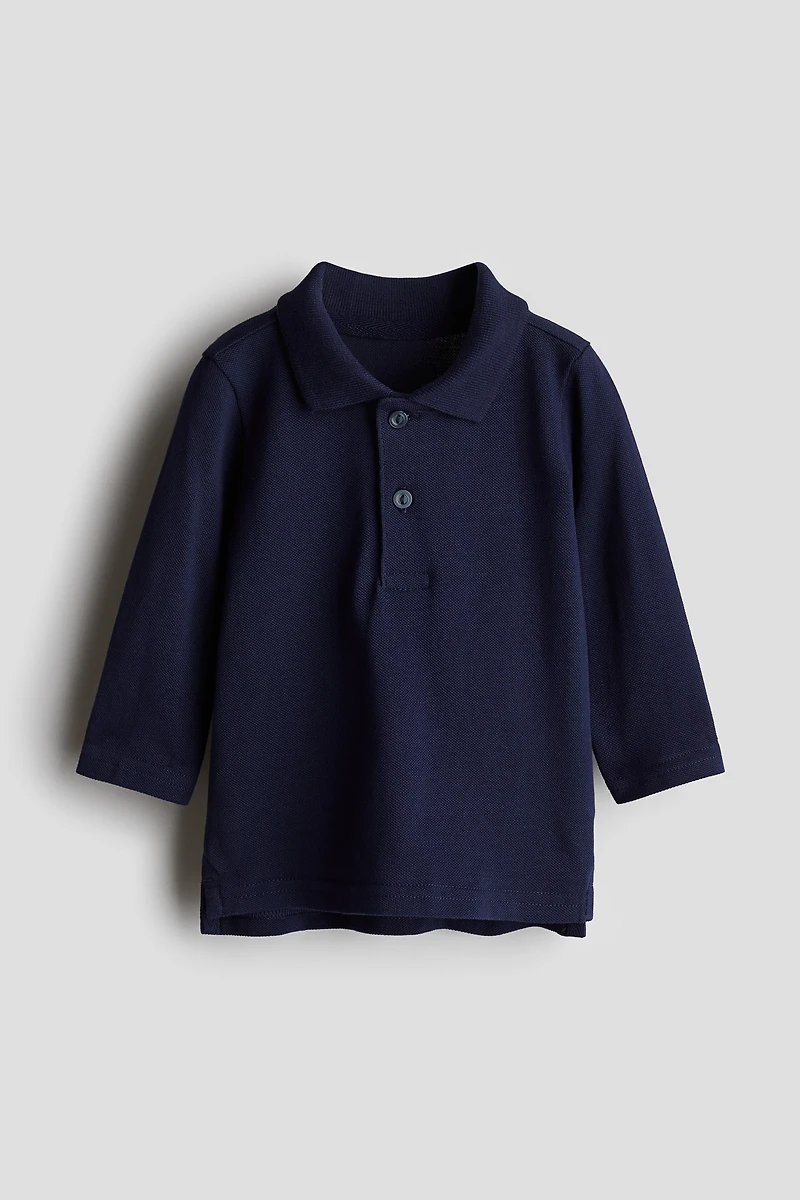Long-Sleeved Piqué Polo Shirt