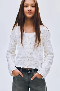Crochet-Look Cardigan