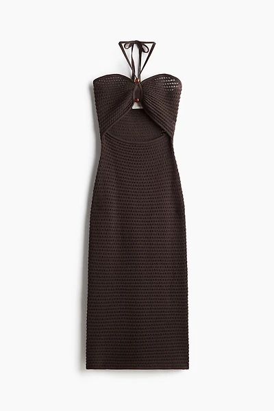 Crochet-Look Halterneck Dress